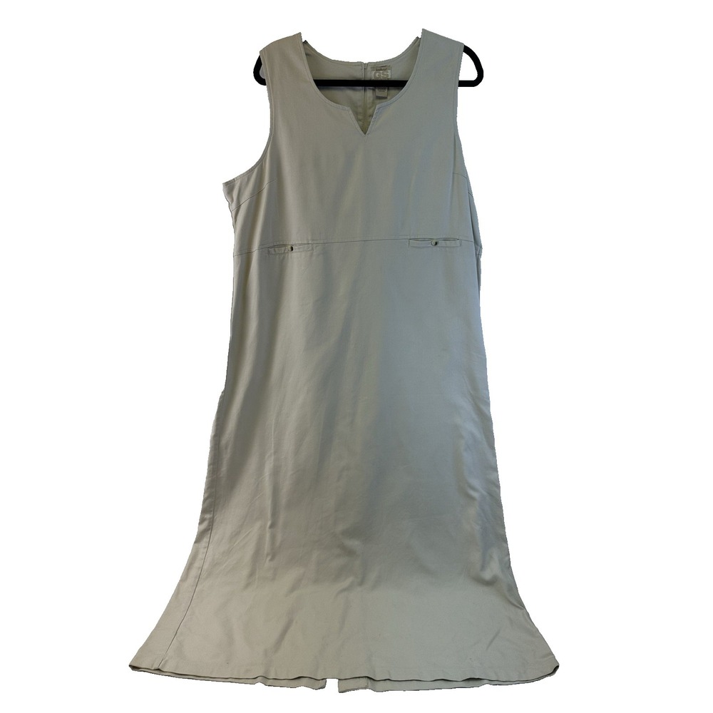 Gander Mountain Guided Series Khaki Jumper Dress Maxi Sleeveless Beige Large